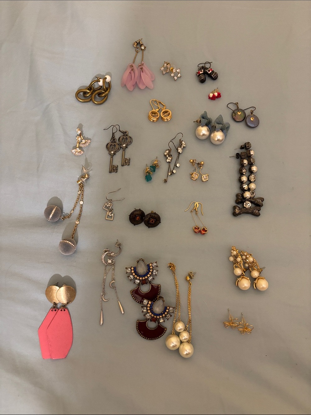 Mixed Women’s Fashion Earring Set - Pink & Pearl Accents